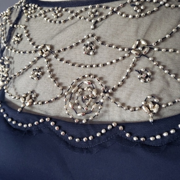 NWT DJ-JAZ Embellished Ruched Dress Blue 6 - Picture 3 of 7